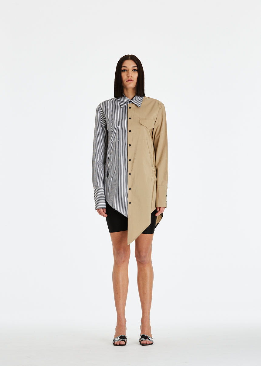 CAMICIA DSG BICOLORE CON STAMPA NERA