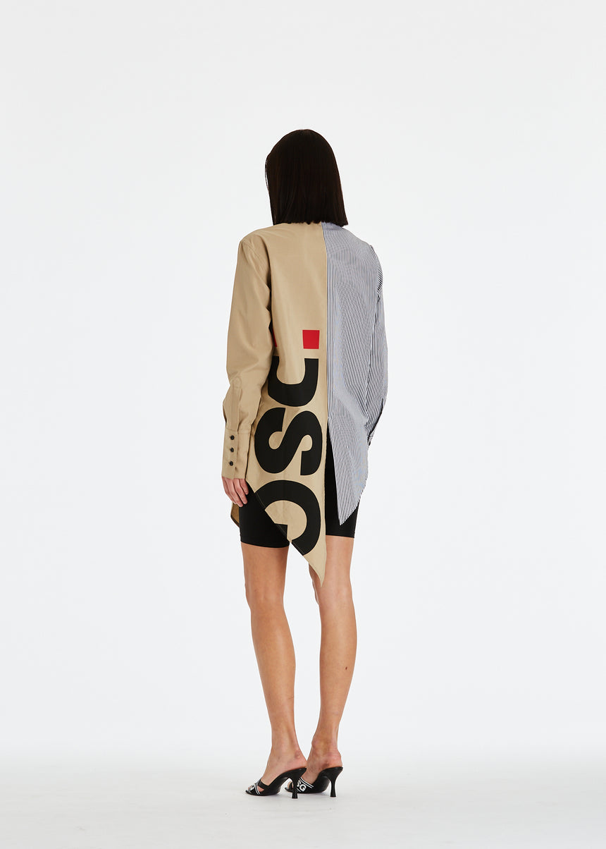 CAMICIA DSG BICOLORE CON STAMPA NERA