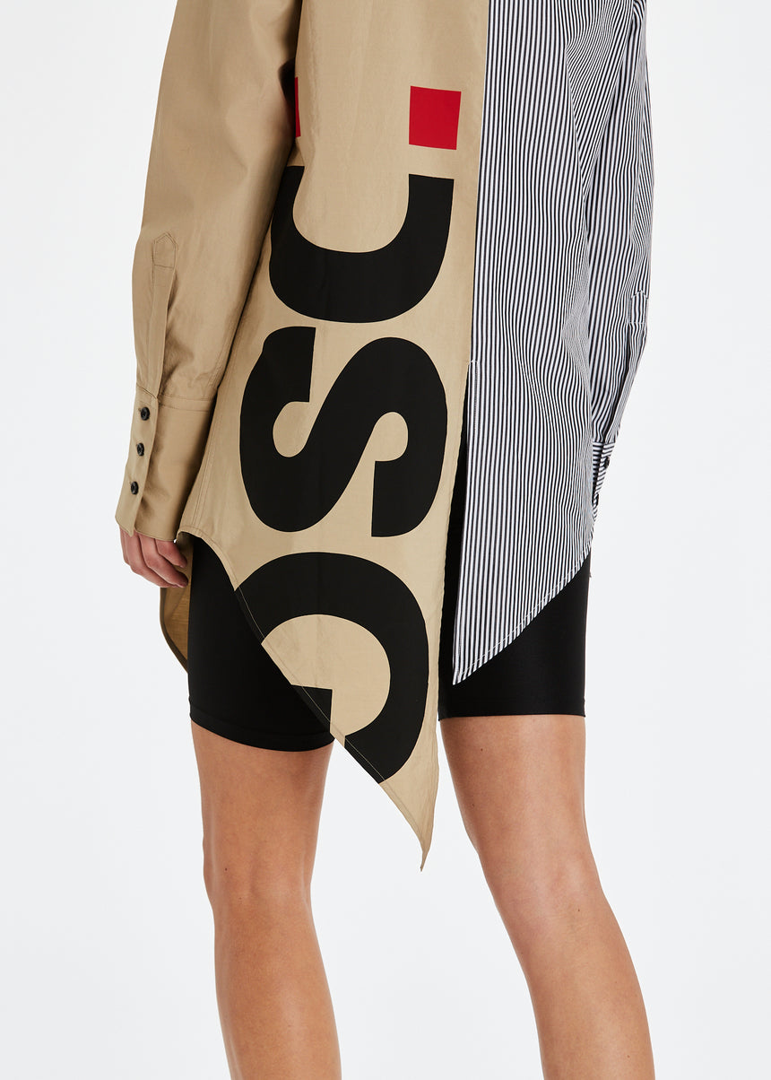 CAMICIA DSG BICOLORE CON STAMPA NERA