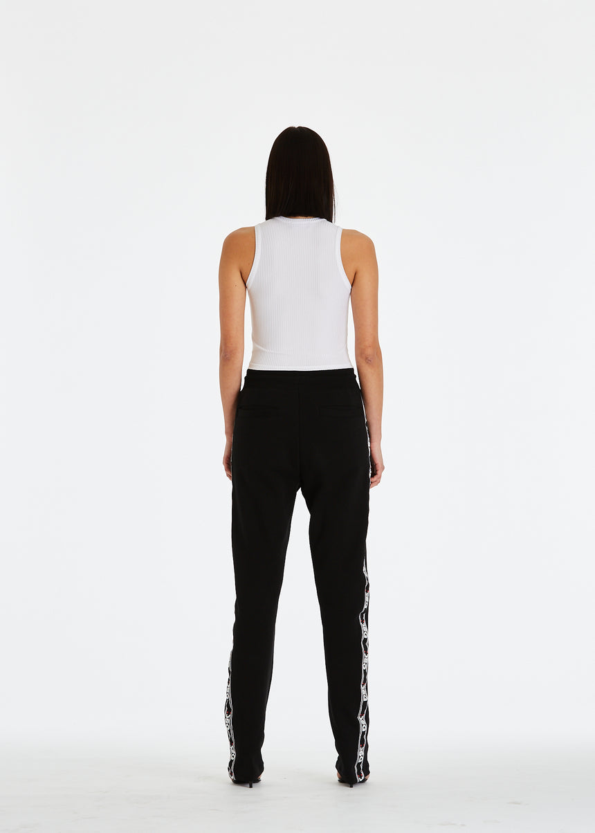 PANTALONE PALAZZO DSG IN FELPA NERA CON GRO STAMPATO