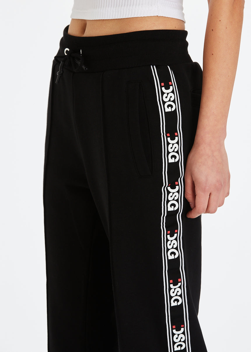 PANTALONE PALAZZO DSG IN FELPA NERA CON GRO STAMPATO