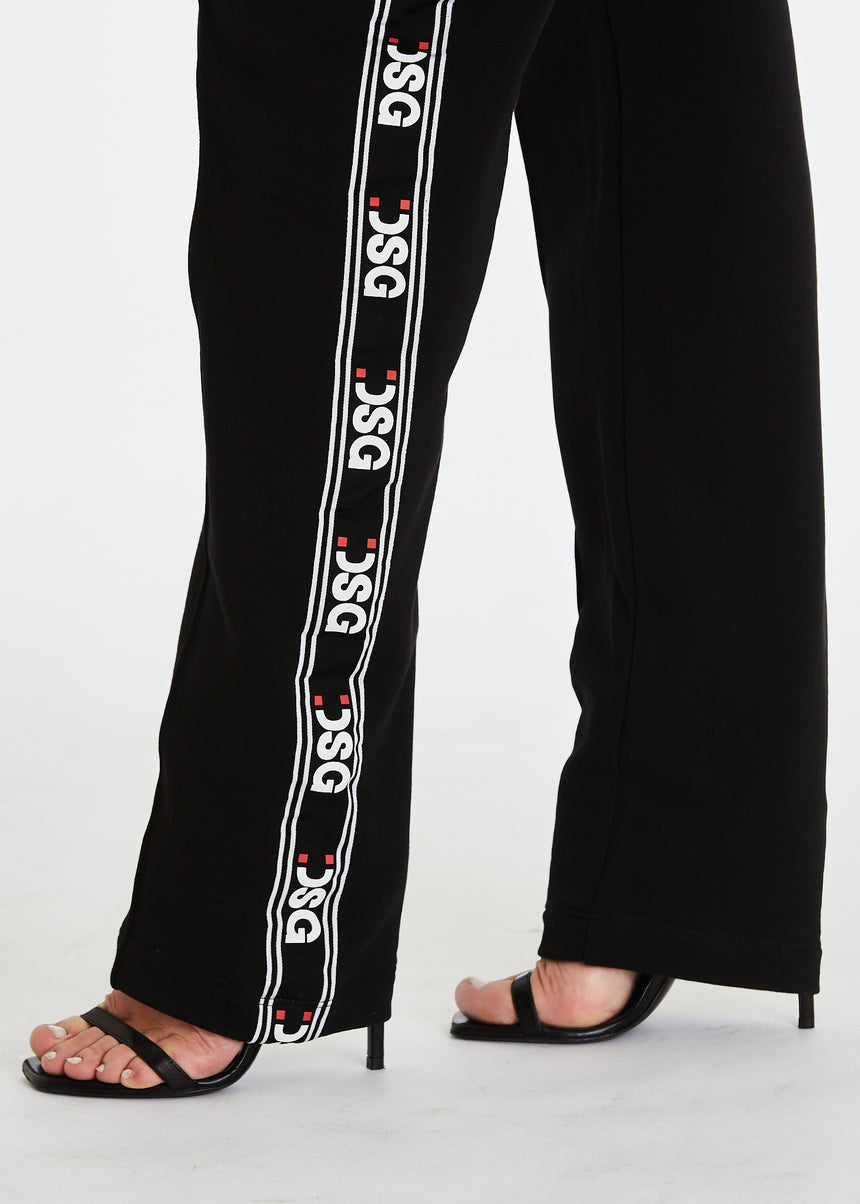 PANTALONE PALAZZO DSG IN FELPA NERA CON GRO STAMPATO