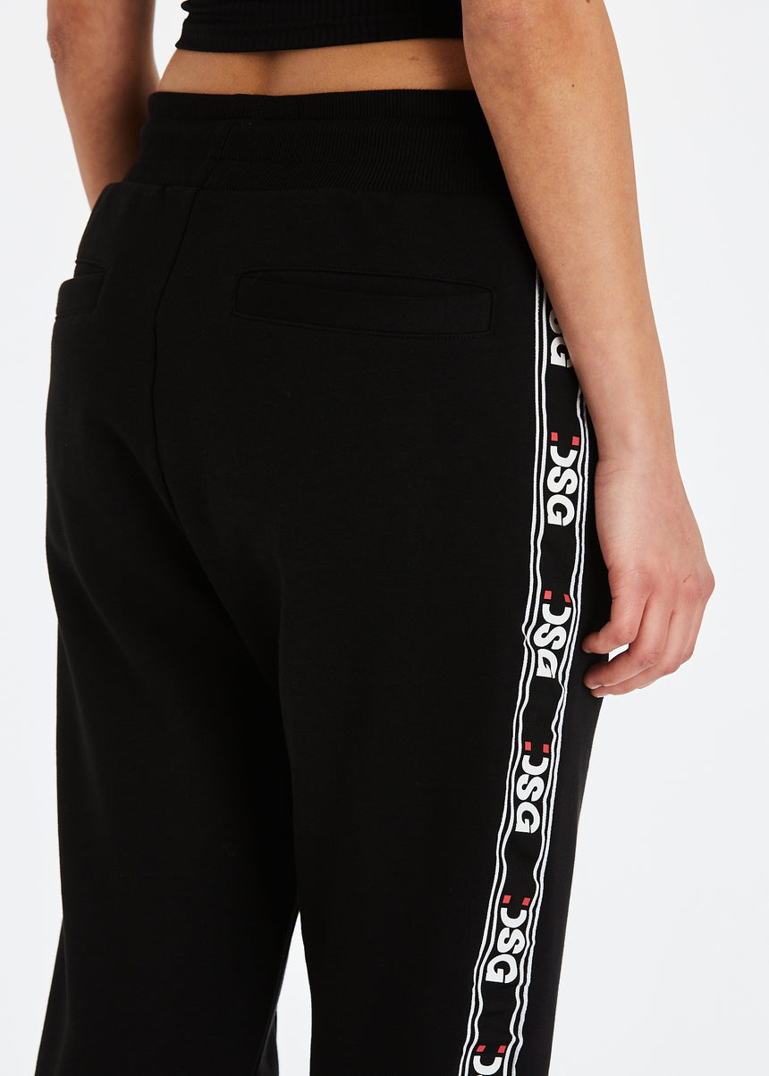 PANTALONE PALAZZO DSG IN FELPA NERA CON GRO STAMPATO