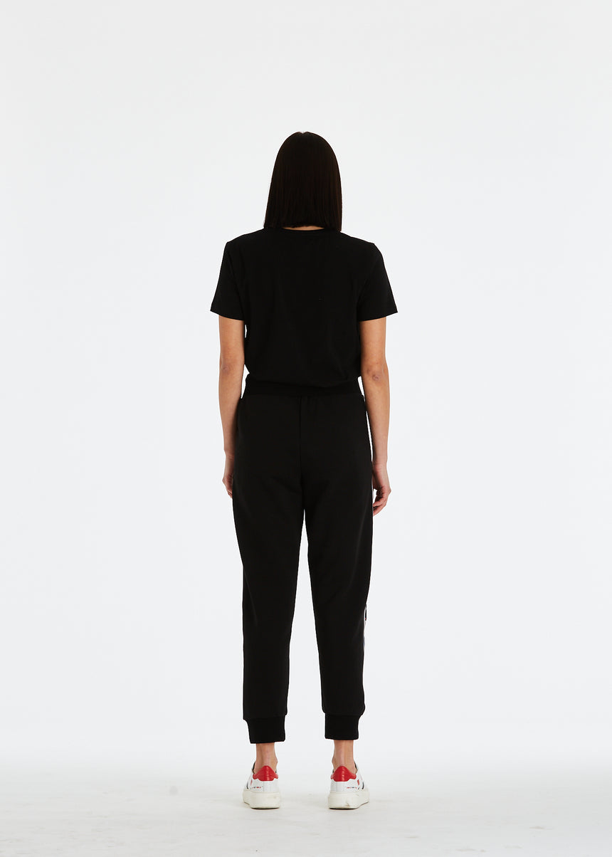 PANTALONE JOGGER DSG IN FELPA NERA E GRO STAMPATO