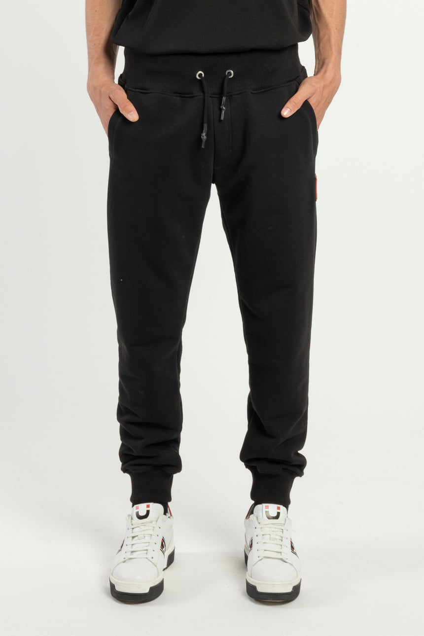 PANTALONE JOGGER DSG IN FELPA NERA CON PATCH ALTAFREQUENZA