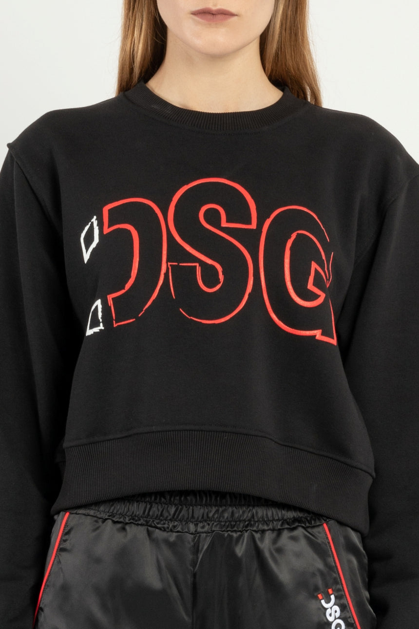 FELPA GIROCOLLO DSG NERA CON STAMPA LOGO ROSSA