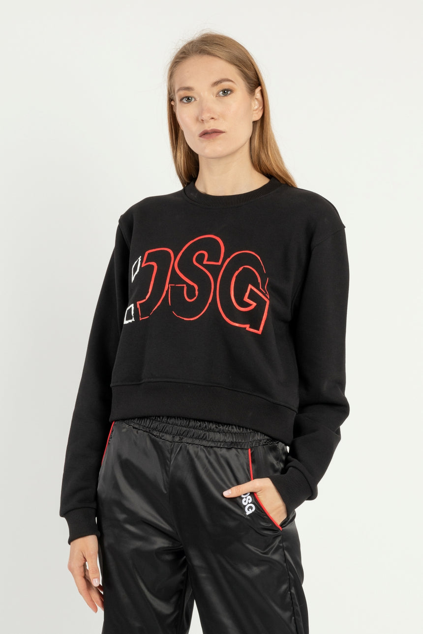 FELPA GIROCOLLO DSG NERA CON STAMPA LOGO ROSSA