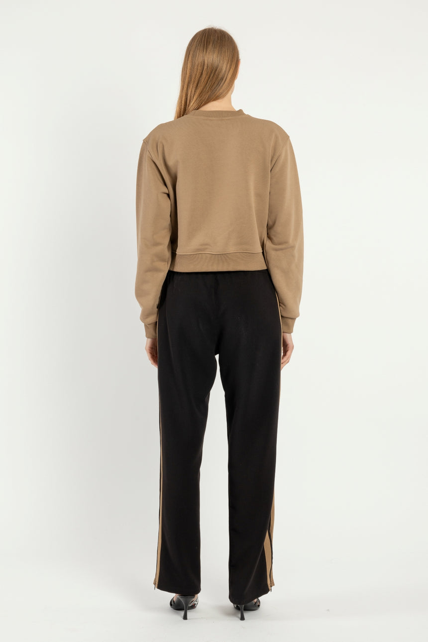FELPA GIROCOLLO DSG CAMEL CON STAMPA NERA