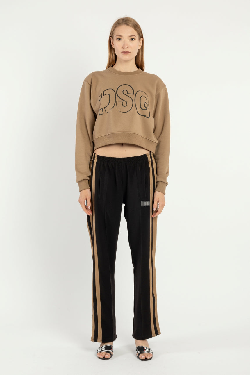 FELPA GIROCOLLO DSG CAMEL CON STAMPA NERA