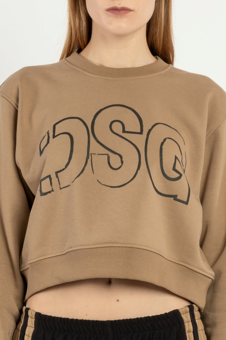 FELPA GIROCOLLO DSG CAMEL CON STAMPA NERA