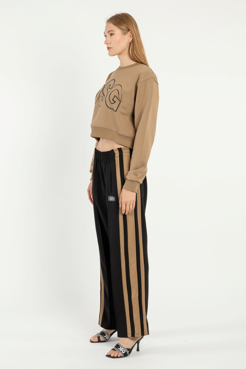 FELPA GIROCOLLO DSG CAMEL CON STAMPA NERA