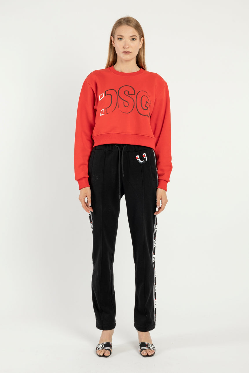 FELPA GIROCOLLO DSG ROSSA CON STAMPA LOGO NERA