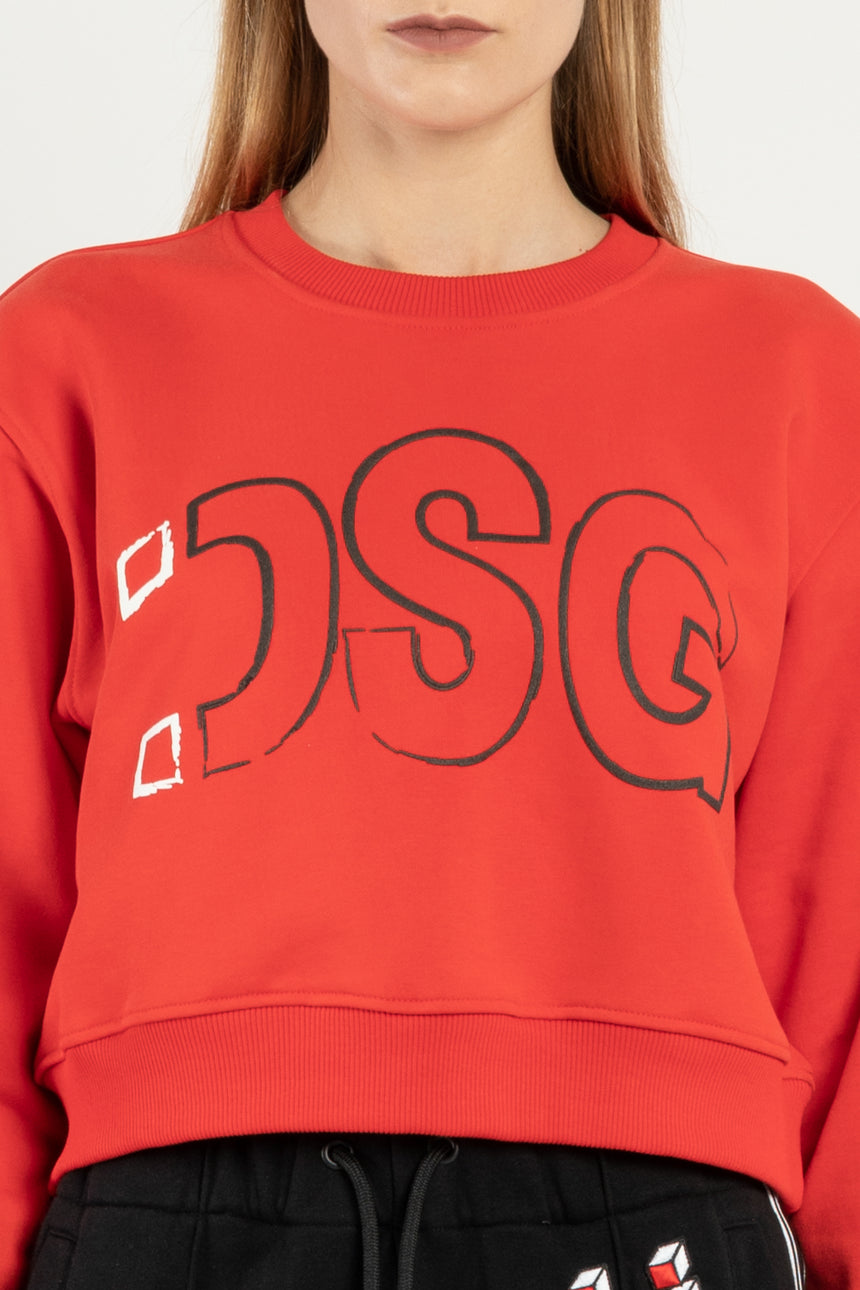 FELPA GIROCOLLO DSG ROSSA CON STAMPA LOGO NERA