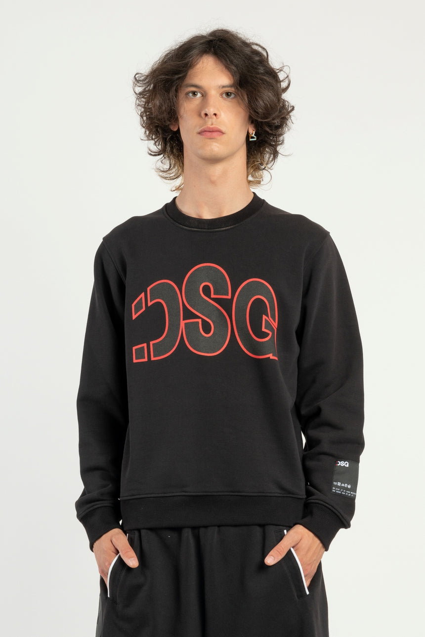 FELPA GIROCOLLO DSG NERA CON STAMPA LOGO ROSSA