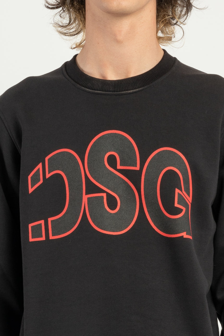 FELPA GIROCOLLO DSG NERA CON STAMPA LOGO ROSSA