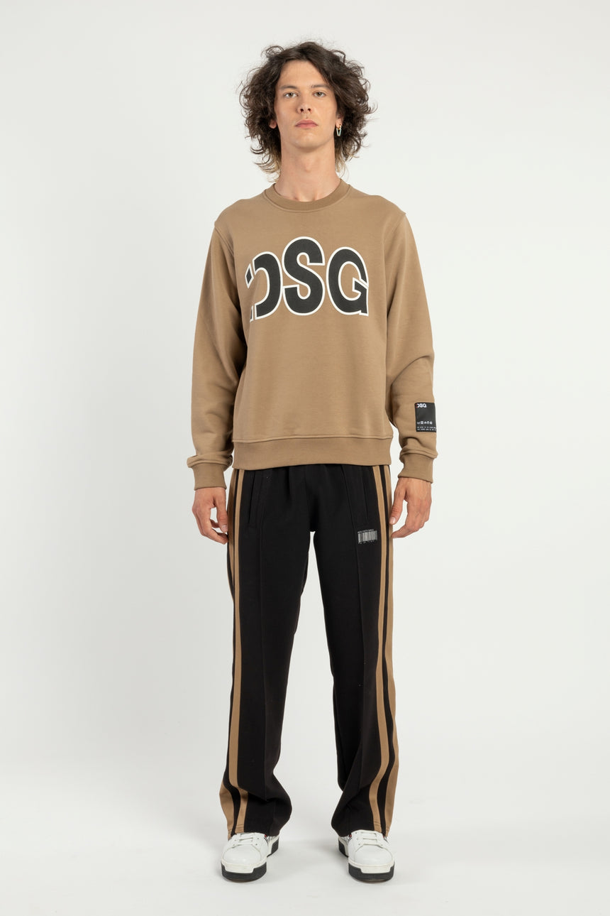 FELPA GIROCOLLO DSG CAMEL CON STAMPA LOGO NERA