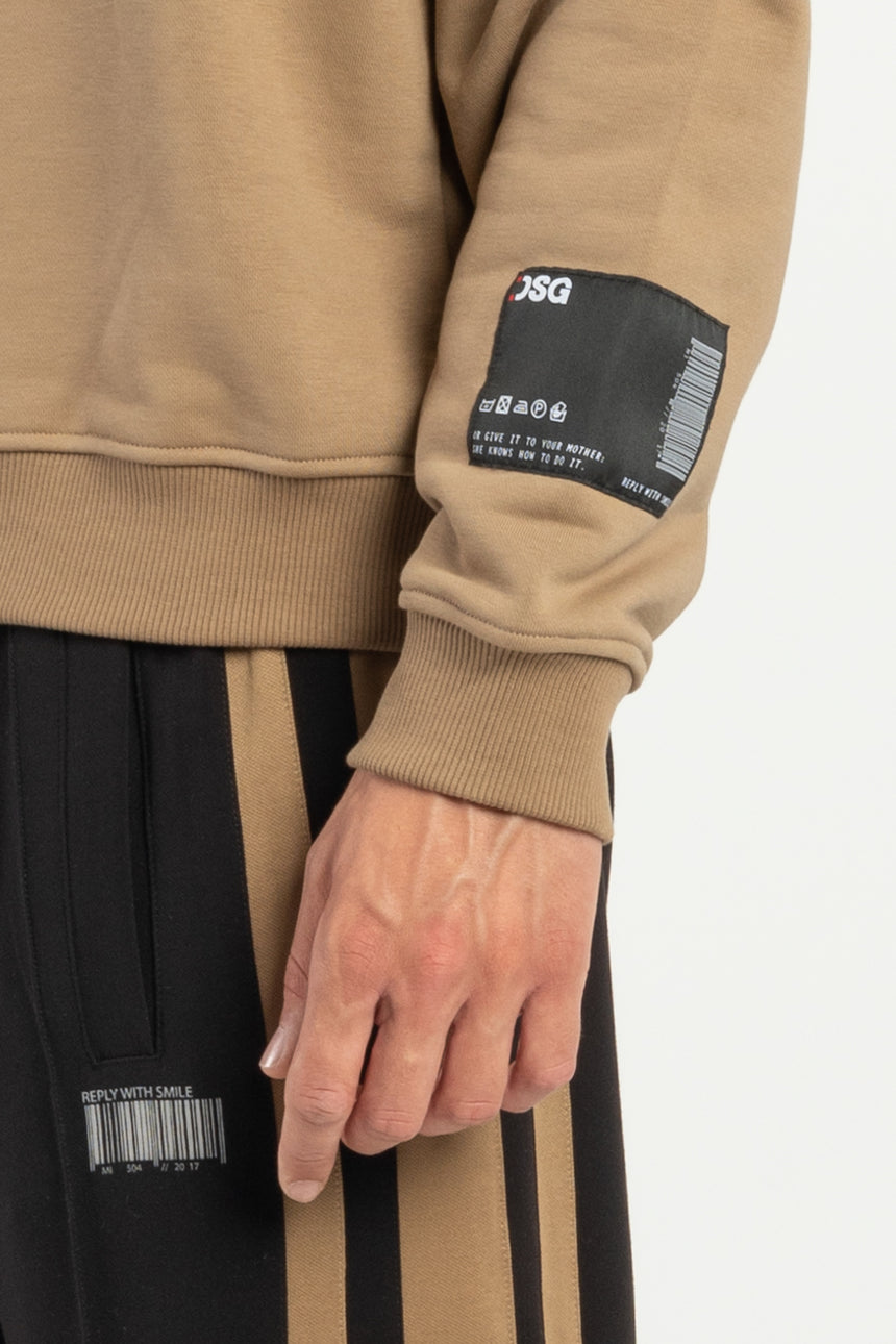 FELPA GIROCOLLO DSG CAMEL CON STAMPA LOGO NERA