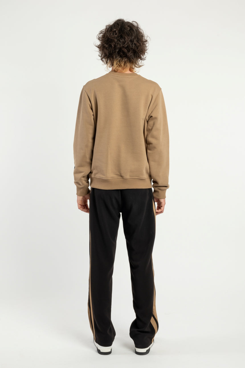 FELPA GIROCOLLO DSG CAMEL CON STAMPA LOGO NERA