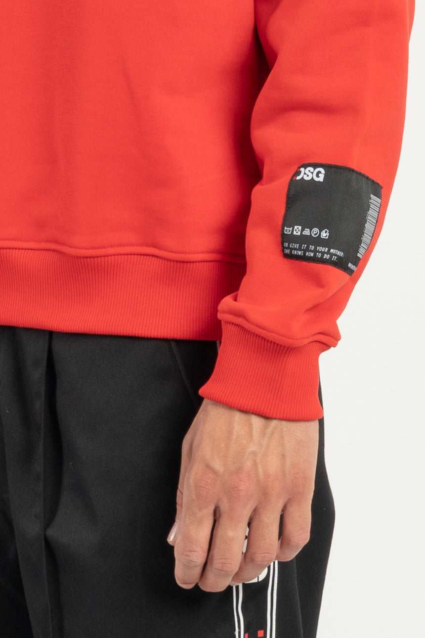 FELPA GIROCOLLO DSG ROSSA CON STAMPA LOGO NERA