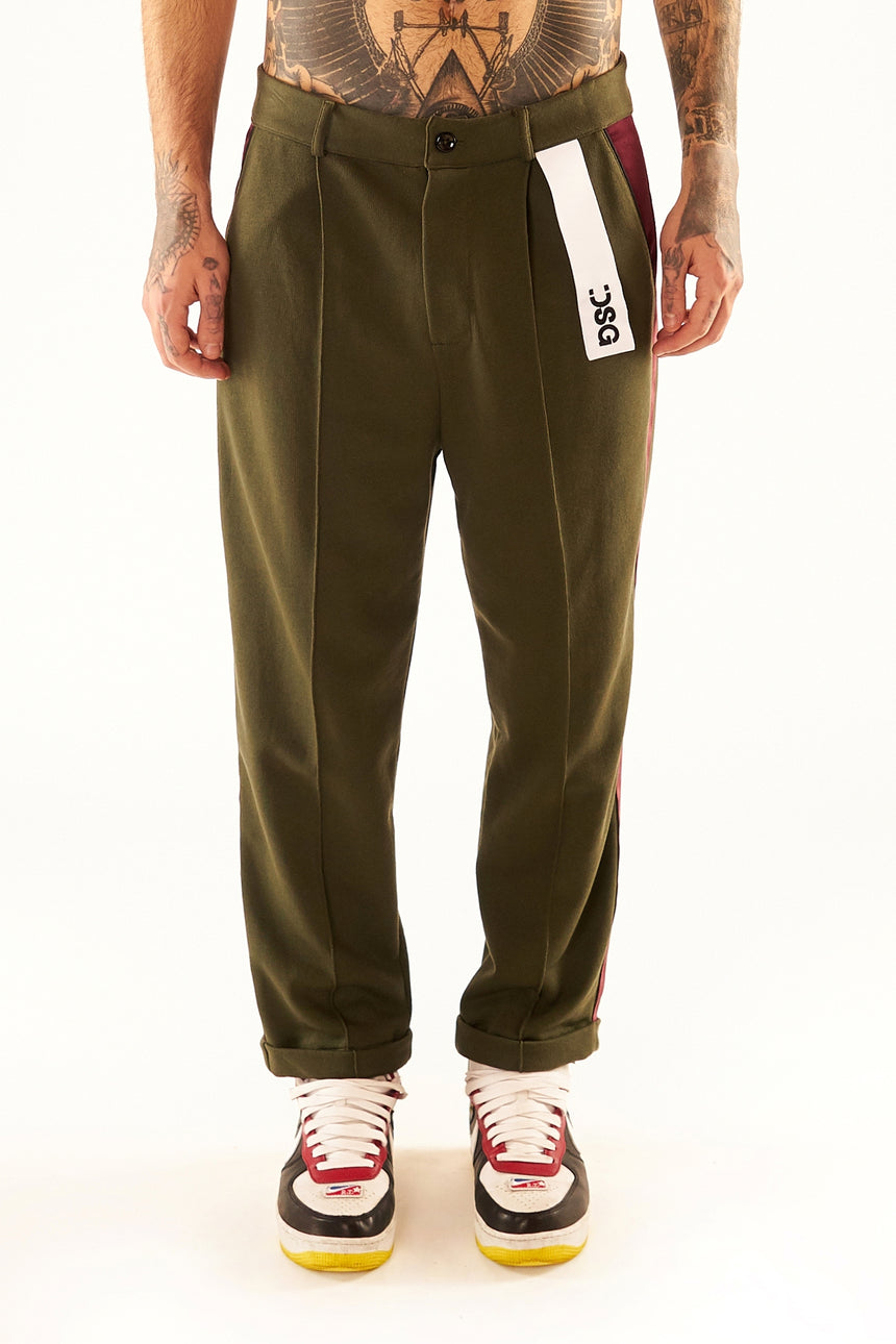PANTALONE CHINO DSG IN FELPA MILITARE CON GRO LATERALE BORDO