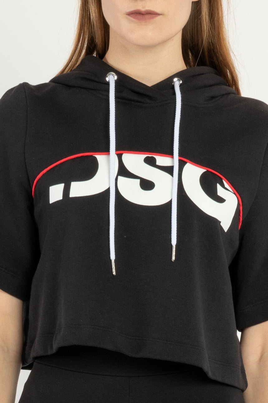 FELPA CAPPUCCIO DSG NERA CON STAMPA LOGO BIANCA
