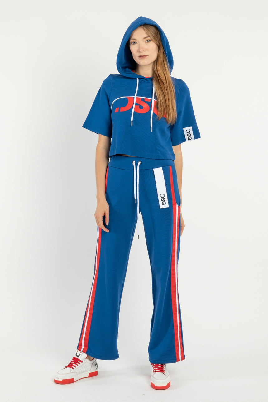 FELPA CAPPUCCIO DSG BLUE CON STAMPA LOGO ROSSA