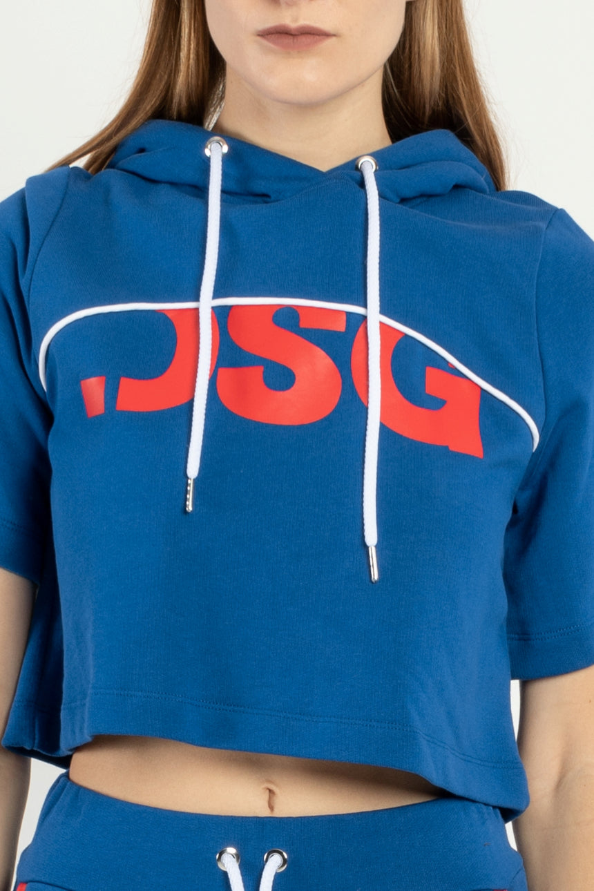 FELPA CAPPUCCIO DSG BLUE CON STAMPA LOGO ROSSA