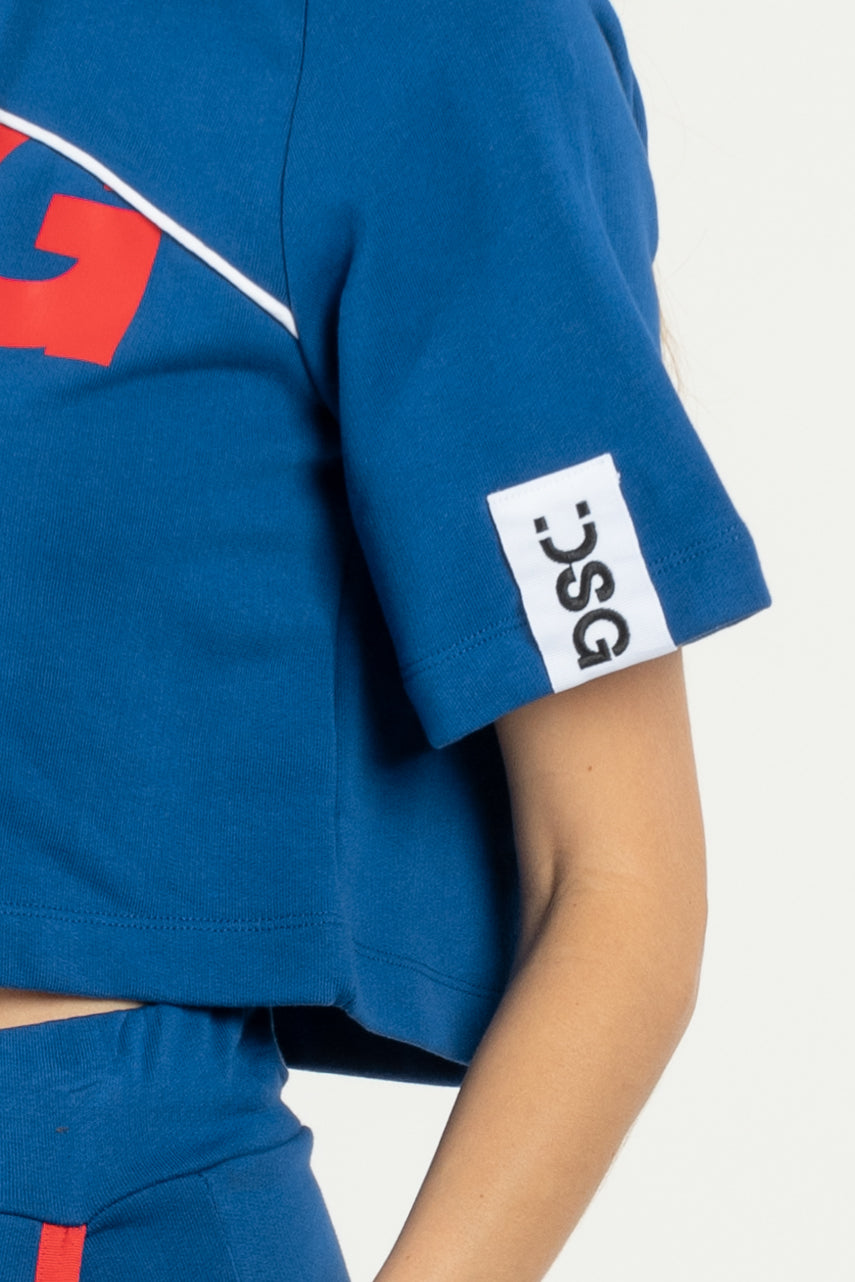 FELPA CAPPUCCIO DSG BLUE CON STAMPA LOGO ROSSA