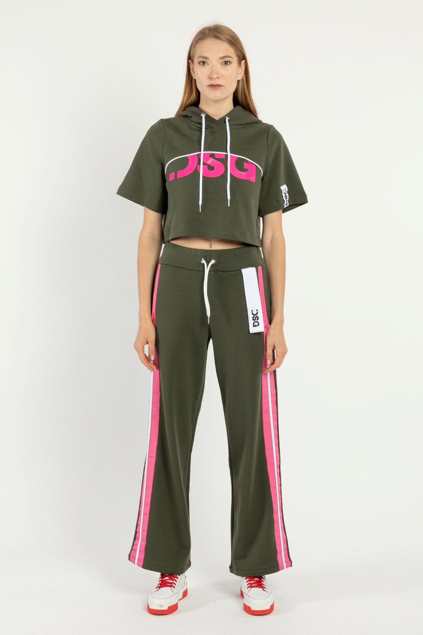 FELPA CAPPUCCIO DSG MILITARE CON STAMPA LOGO FUXIA