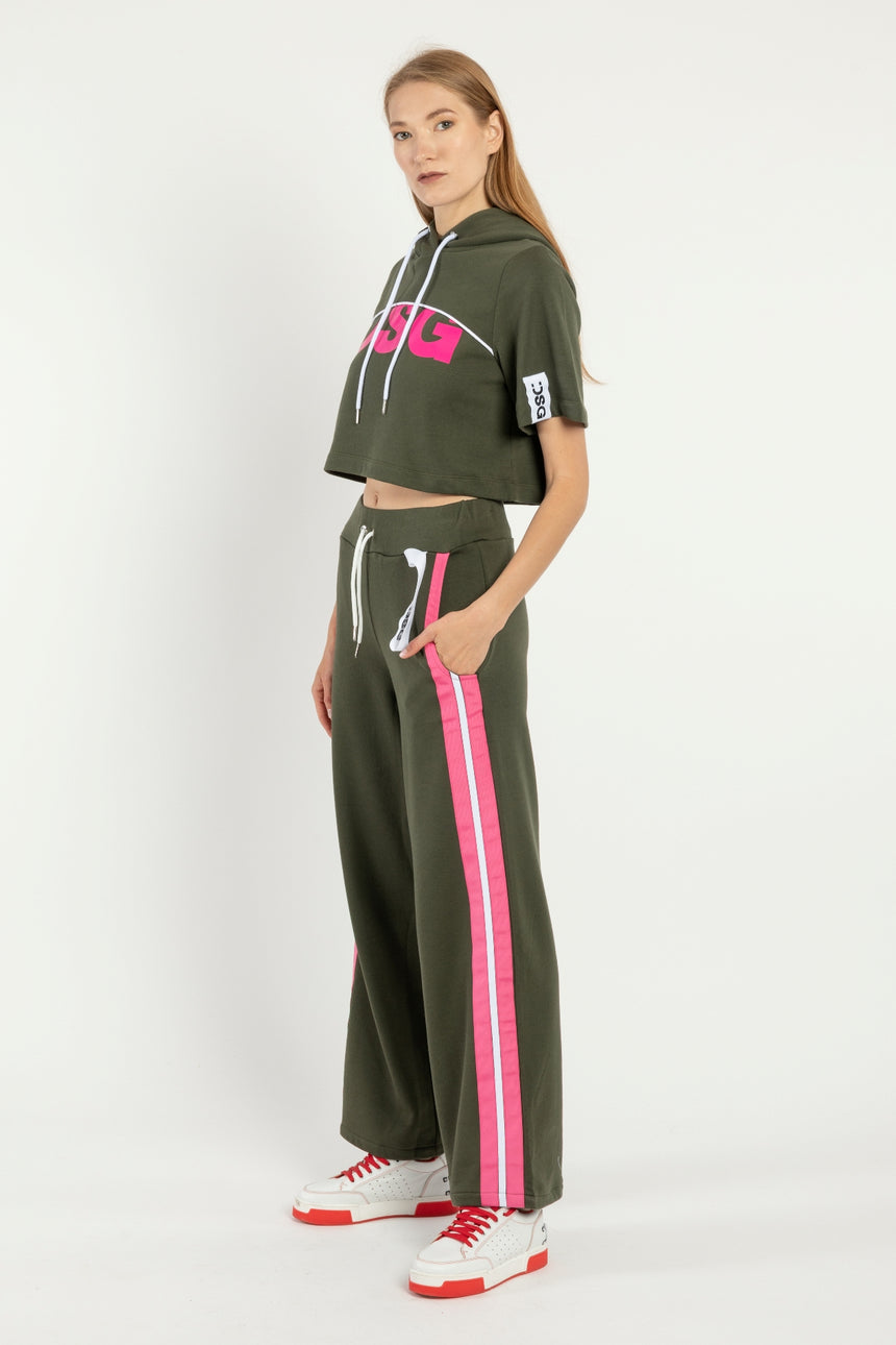 FELPA CAPPUCCIO DSG MILITARE CON STAMPA LOGO FUXIA