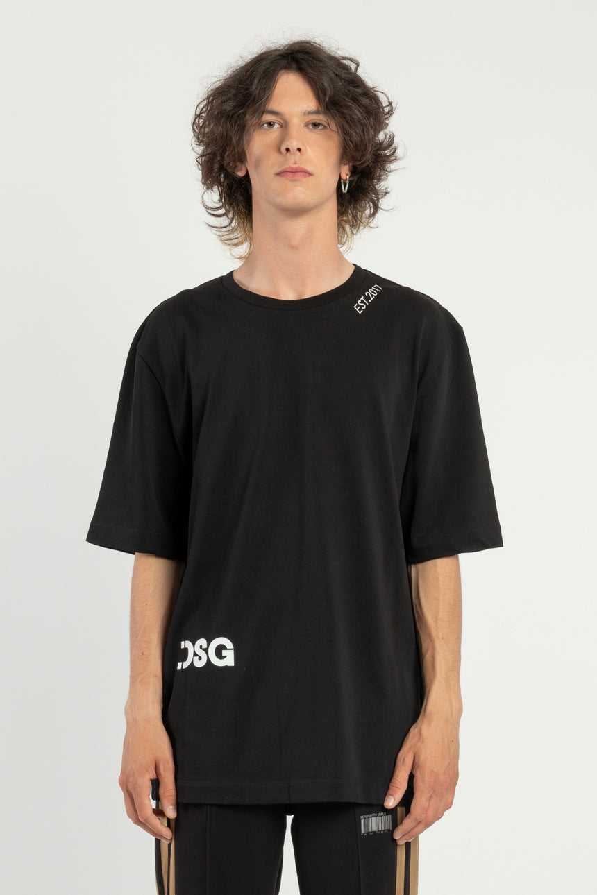 T-SHIRT OVER DSG NERA CON STAMPA LOGO BIANCA