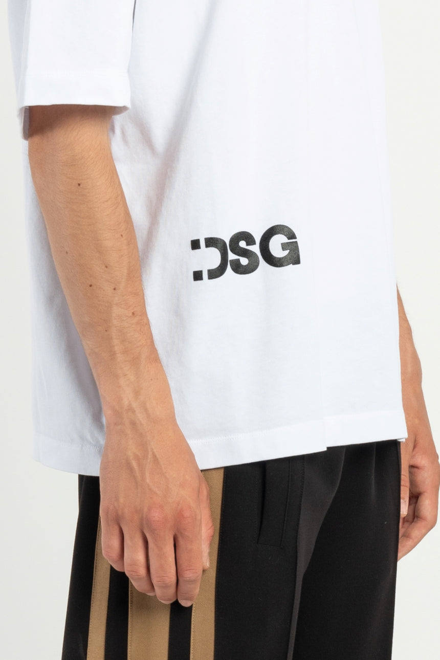 T-SHIRT OVER DSG BIANCA CON STAMPA LOGO NERA
