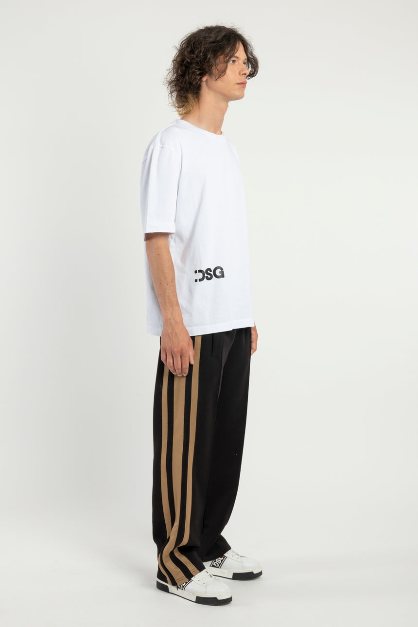 T-SHIRT OVER DSG BIANCA CON STAMPA LOGO NERA