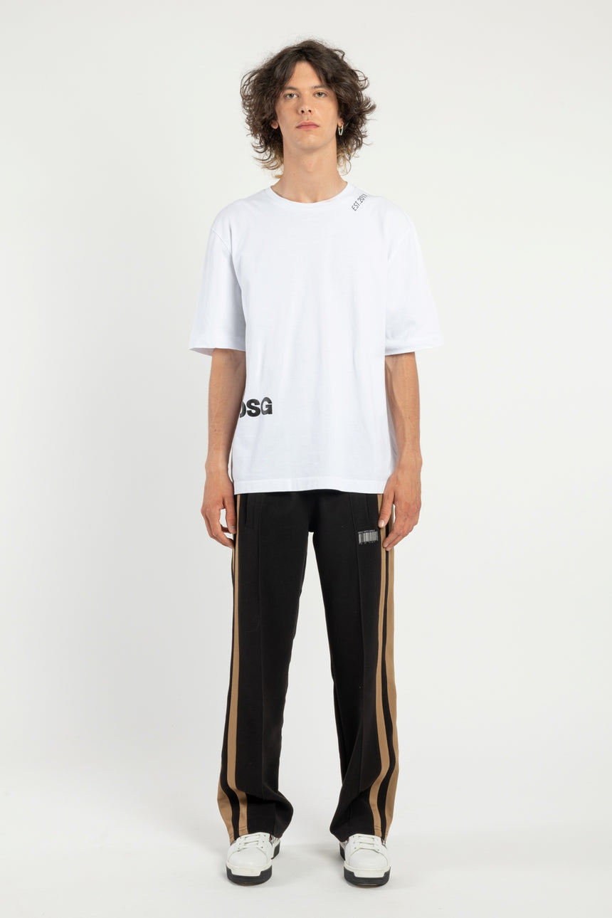 T-SHIRT OVER DSG BIANCA CON STAMPA LOGO NERA