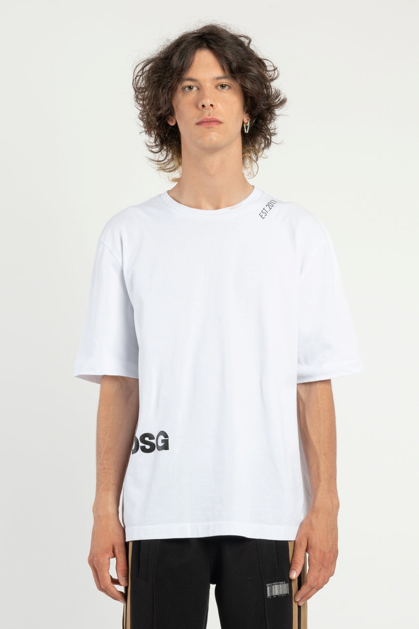 T-SHIRT OVER DSG BIANCA CON STAMPA LOGO NERA