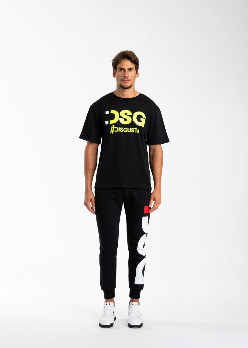 T-SHIRT DSG NERA CON STAMPA LOGO VERDE ACIDO