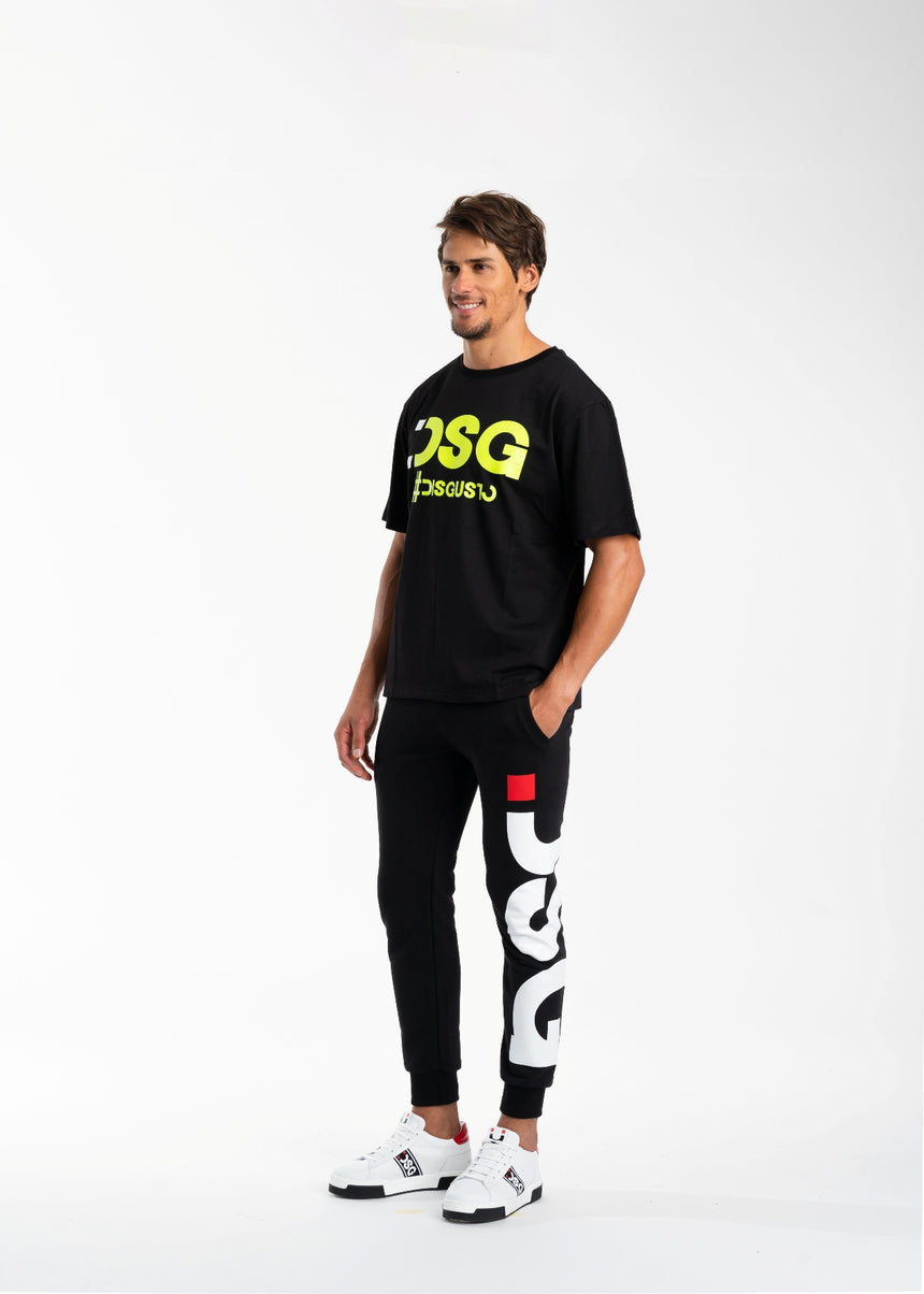 T-SHIRT DSG NERA CON STAMPA LOGO VERDE ACIDO