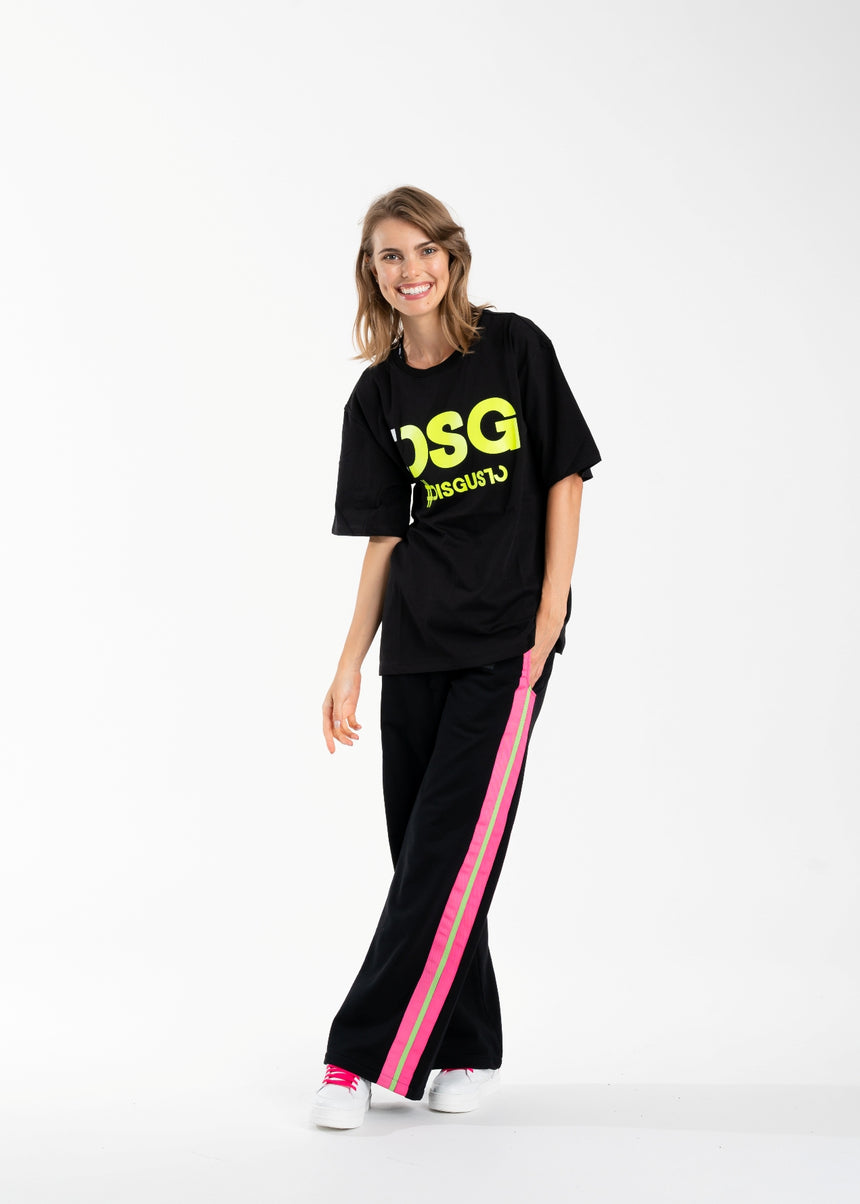 T-SHIRT DSG NERA CON STAMPA LOGO VERDE ACIDO (DONNA)