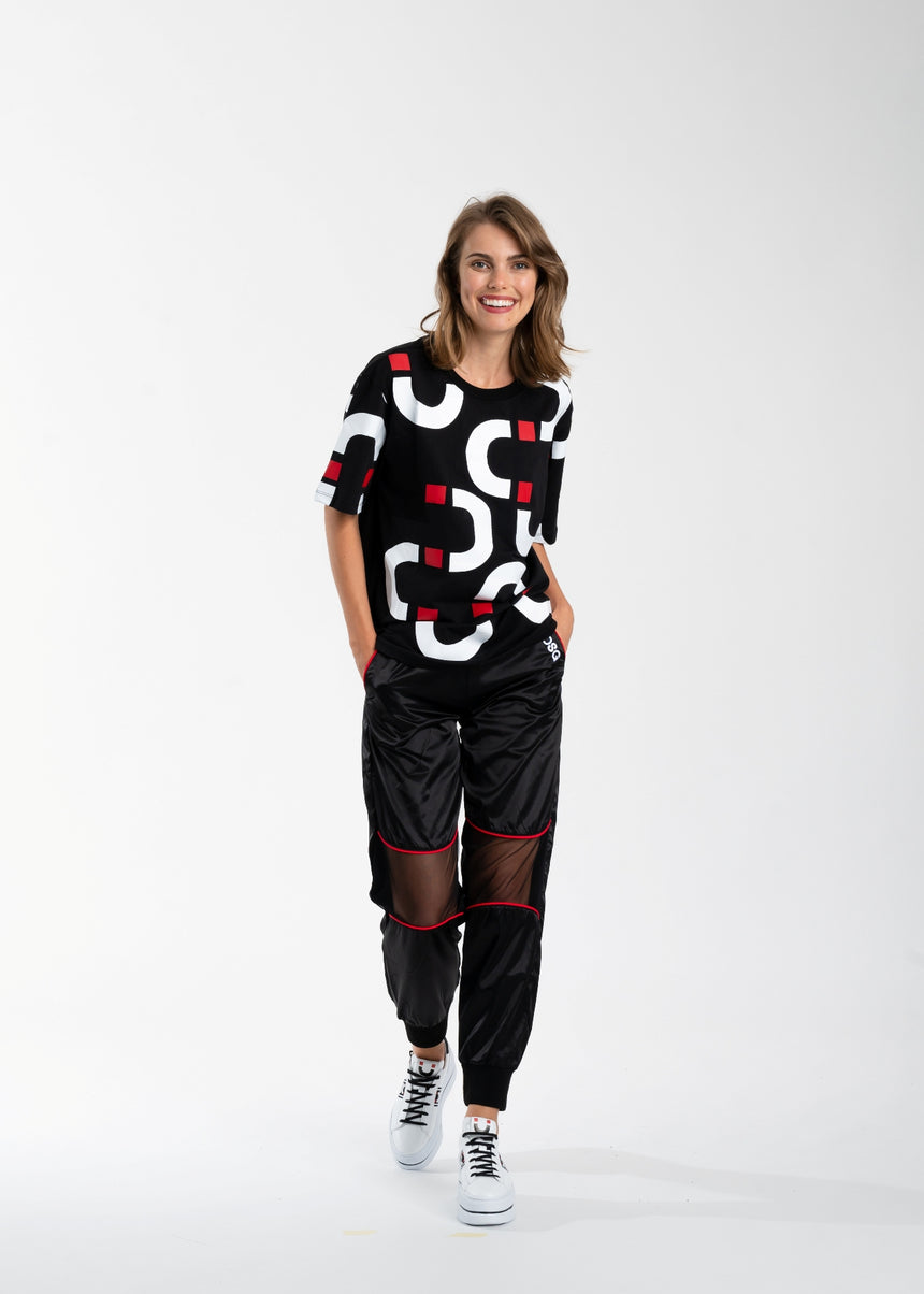 T-SHIRT DSG NERA CON STAMPA CHAIN BIANCO/ROSSA (DONNA)