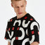 T-SHIRT DSG NERA CON STAMPA CHAIN BIANCO-ROSSA