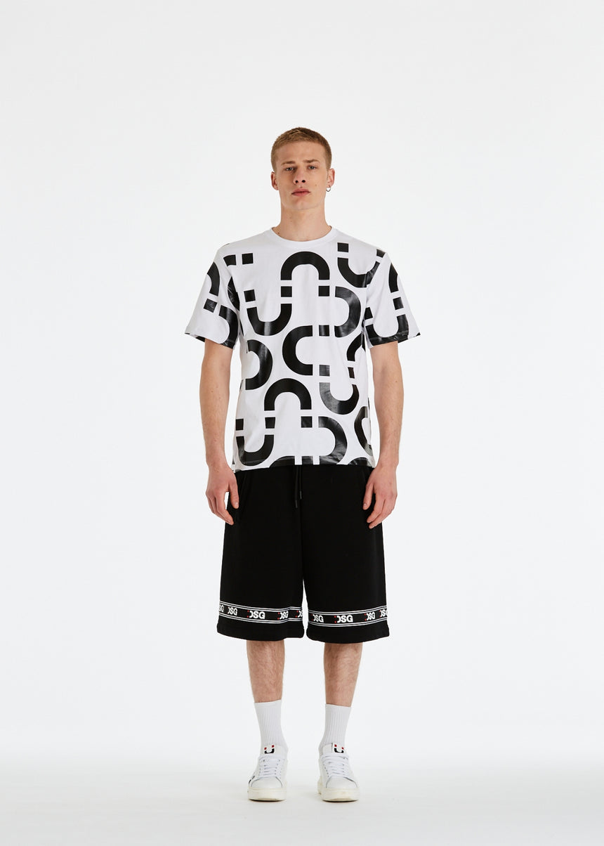 T-SHIRT DSG BIANCA CON STAMPA CHAIN NERA