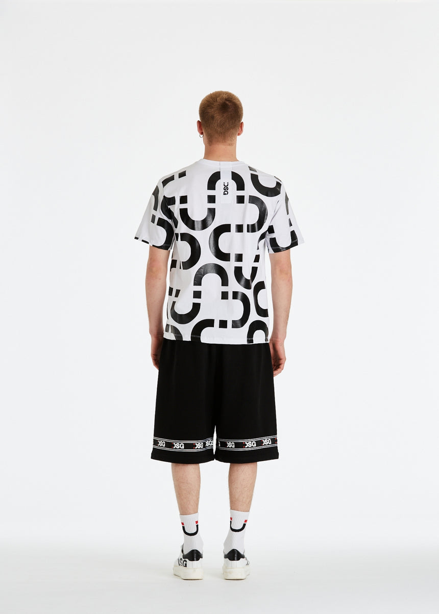 T-SHIRT DSG BIANCA CON STAMPA CHAIN NERA