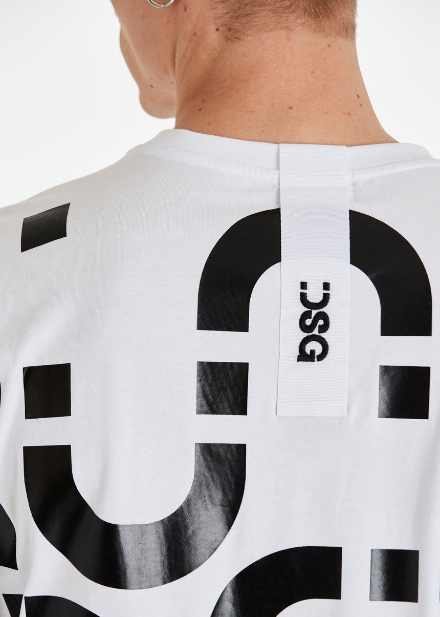 T-SHIRT DSG BIANCA CON STAMPA CHAIN NERA
