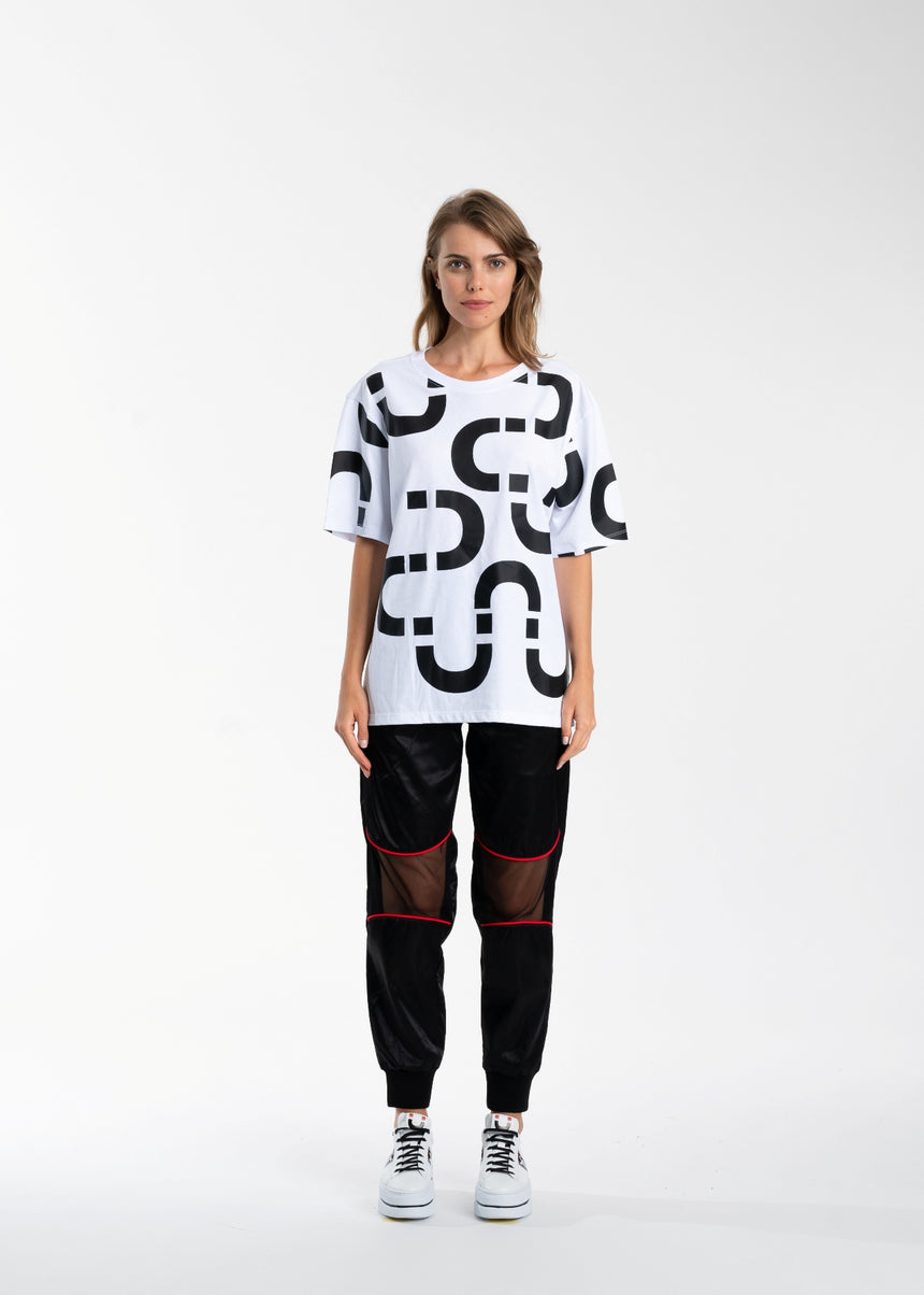 T-SHIRT DSG BIANCA CON STAMPA CHAIN NERA (DONNA)