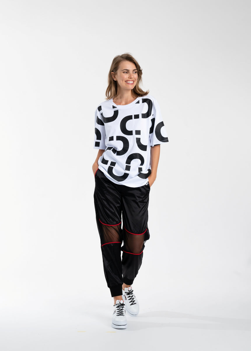T-SHIRT DSG BIANCA CON STAMPA CHAIN NERA (DONNA)