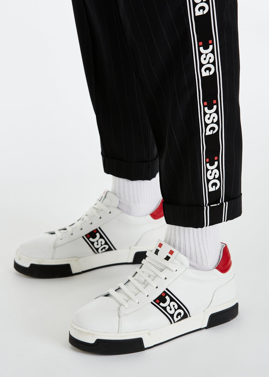 PANTALONE CHINO DSG IN FRESCO LANA GESSATO NERO