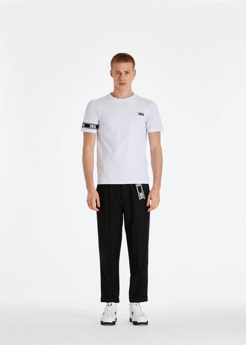 PANTALONE CHINO DSG IN FRESCO LANA GESSATO NERO
