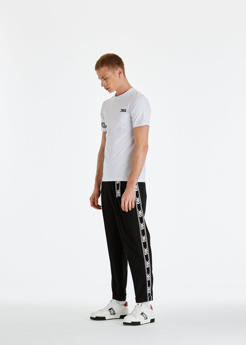 PANTALONE CHINO DSG IN FRESCO LANA GESSATO NERO