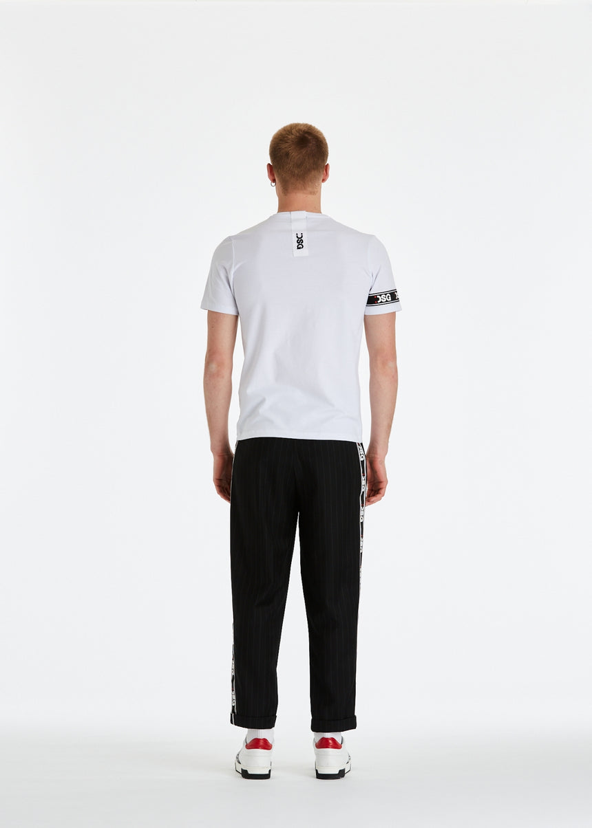 PANTALONE CHINO DSG IN FRESCO LANA GESSATO NERO