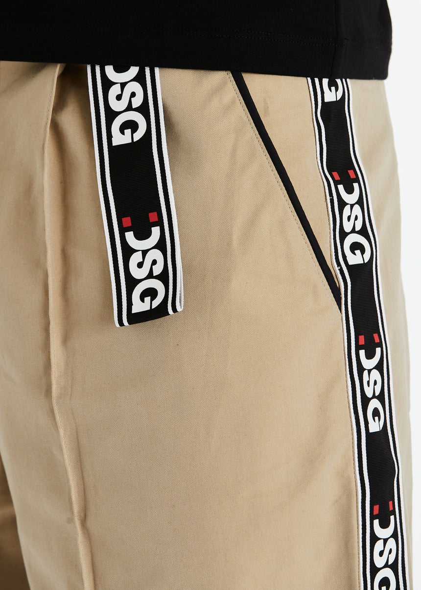 PANTALONE CHINO DSG IN GABARDINA BEIGE CON GRO LATERALE STAMPATO